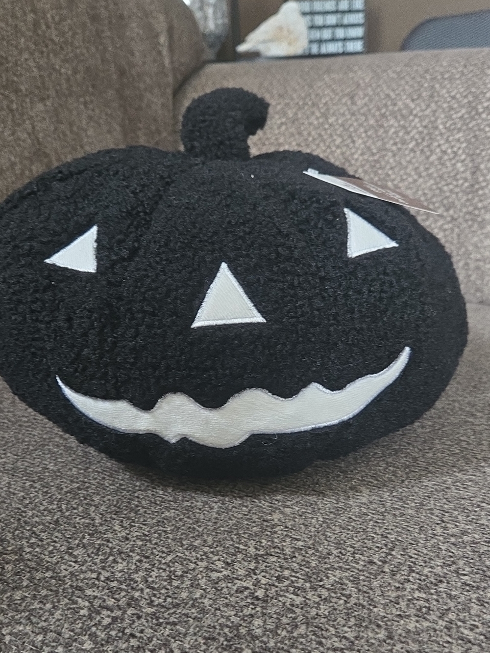 Black Jack-O'-Lantern Plush Holiday Pillow